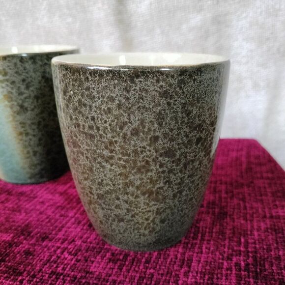 Set of 2 Sango Nouveau Teal 3746 Sand Colored Mugs - Picture 3 of 6